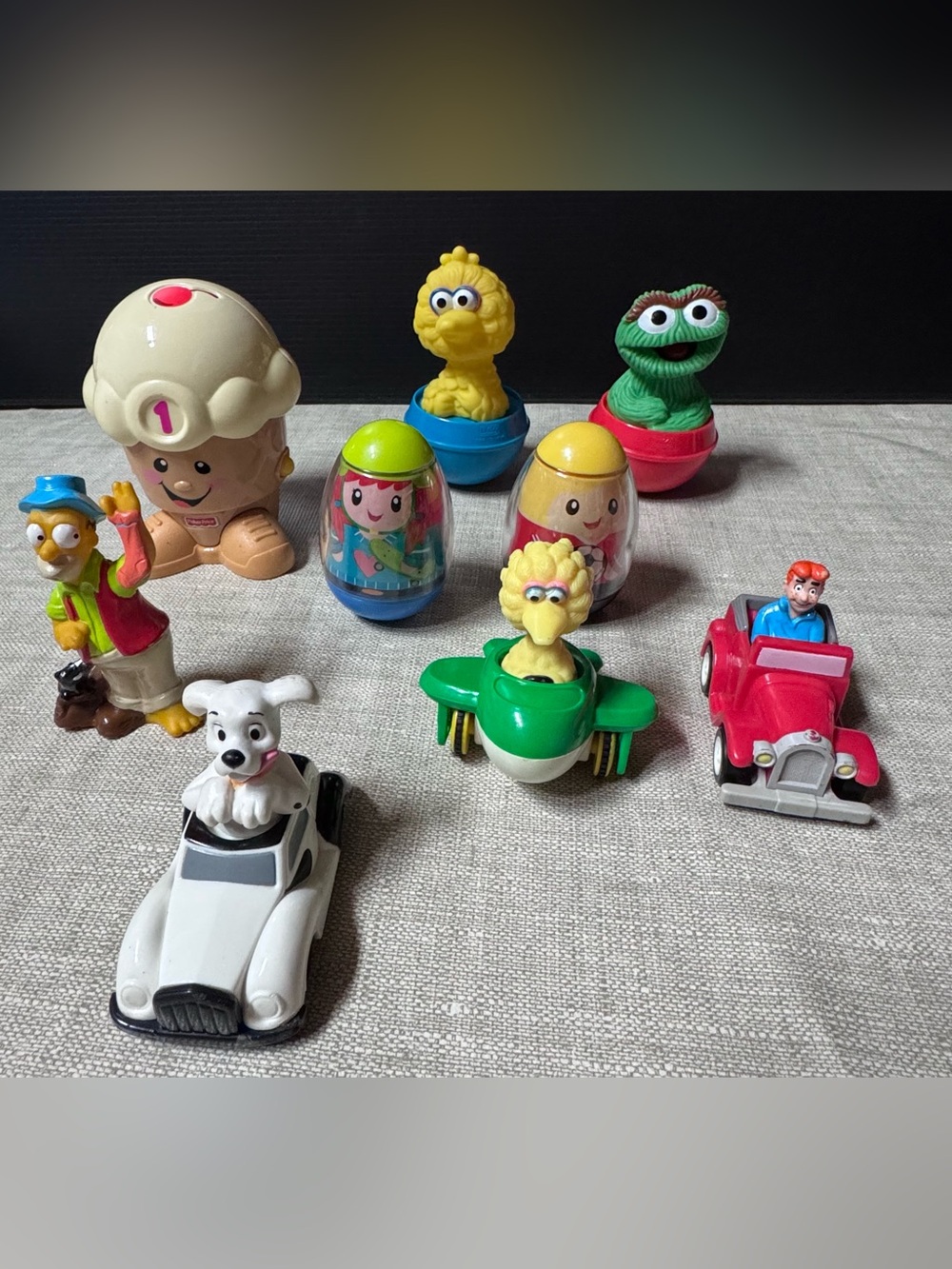 Vintage Sesame Street Big Bird in Green Plane with Yellow Head and more.
